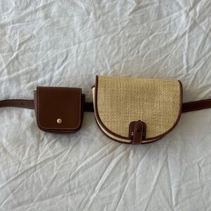 Like New Oroton Brown Leather and Rattan Women's Belt Bag